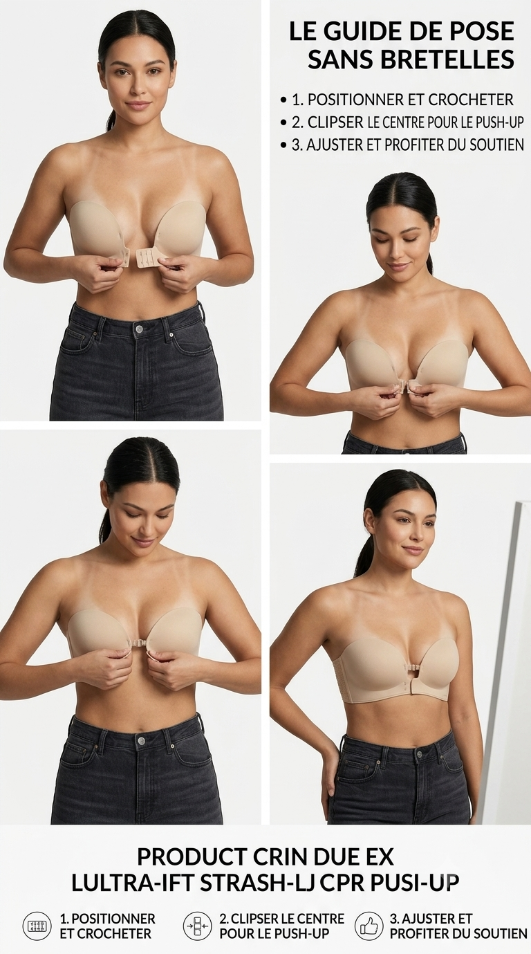 Soutien-gorge push-up sans bretelles à fermeture avant - vue 2