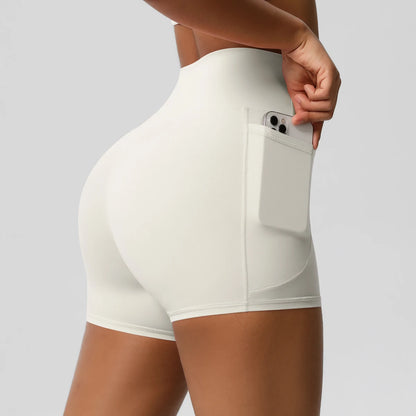 Short de sport taille haute anti-transparence avec poches - vue 9