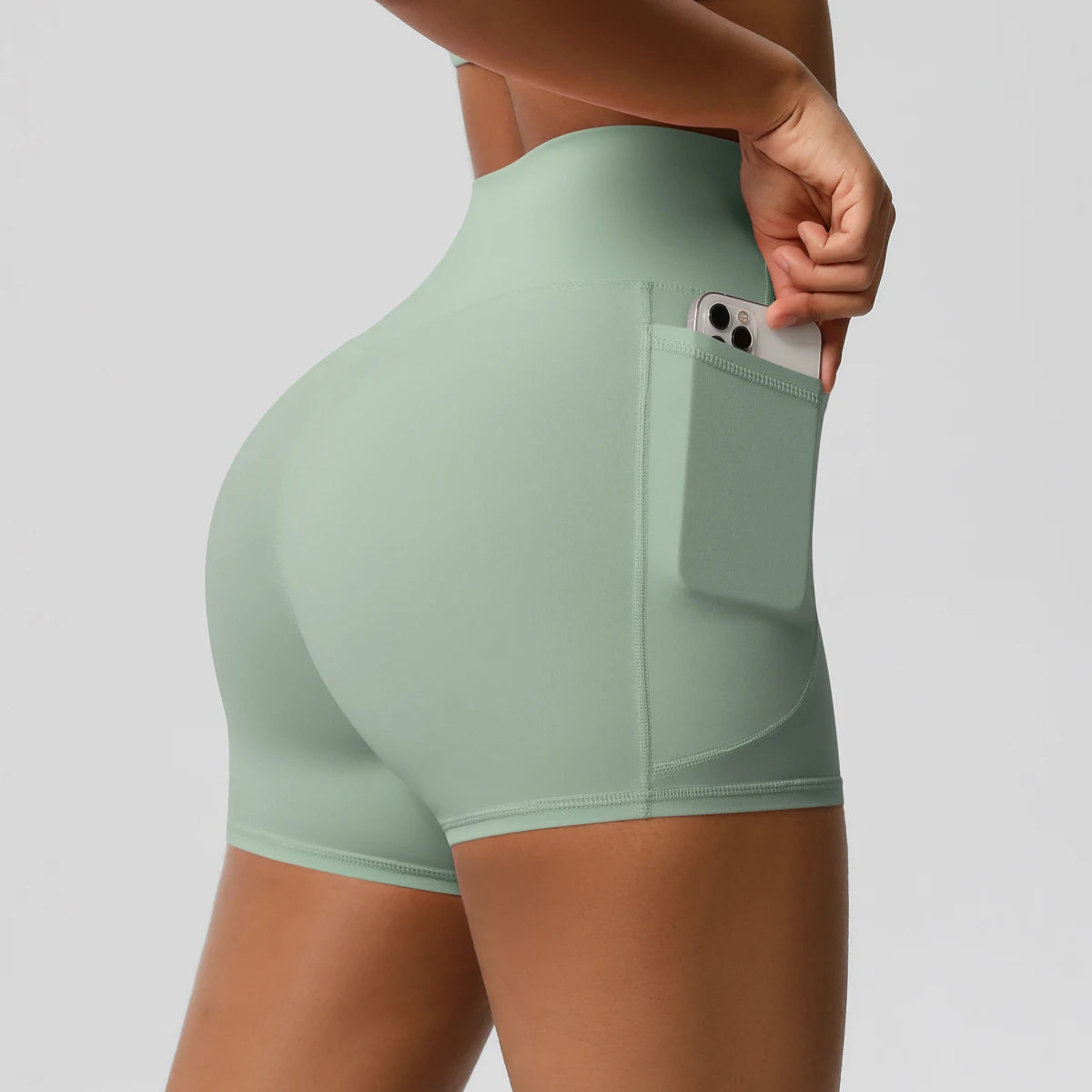 Short de sport taille haute anti-transparence avec poches - vue 7