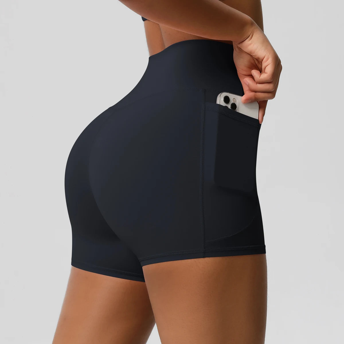 Short de sport taille haute anti-transparence avec poches - vue 5